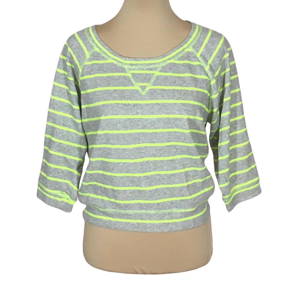 eyelash couture Neon-Striped 3/4 Sleeve Pullover, Medium (Juniors)